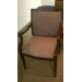 Brown Fabric Guest Side Chair with Cherry Wooden Arms